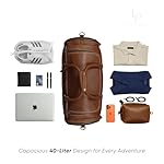 Premium Leather Duffel Bag – 21” Full Grain, Spacious Handcrafted Weekender Bag for Men & Women (Nordic Tan) - Image 4