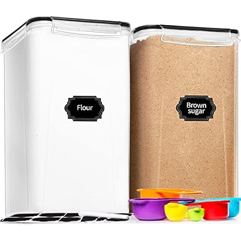 CEKEE Extra Large Food Storage Containers with Lids (6.5L |220 OZ| 2PCS) for Flour, Sugar, Rice, Cereal & Pasta, Airtight Plastic Food Canisters, Bulk Food Storage for Kitchen Pantry Organization Cover