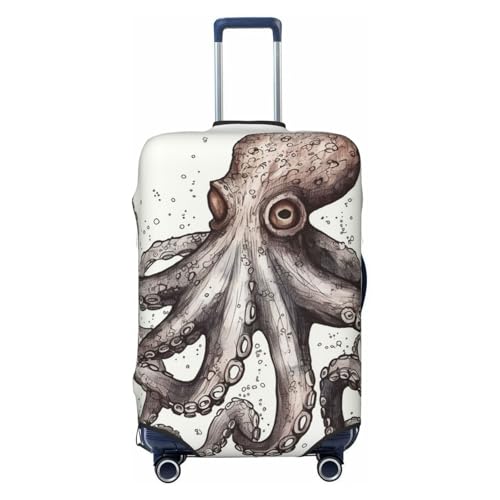Octopus Luggage Cover Washable Suitcase Cover Tsa Approved Elastic Spandex Suitcase Protector Anti-Scratch Travel Baggage Covers Fit 18-32 Inch Luggage