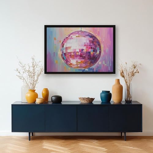 Toile rétro boule disco rose pour réveiller un mur blanc de chambre - 5