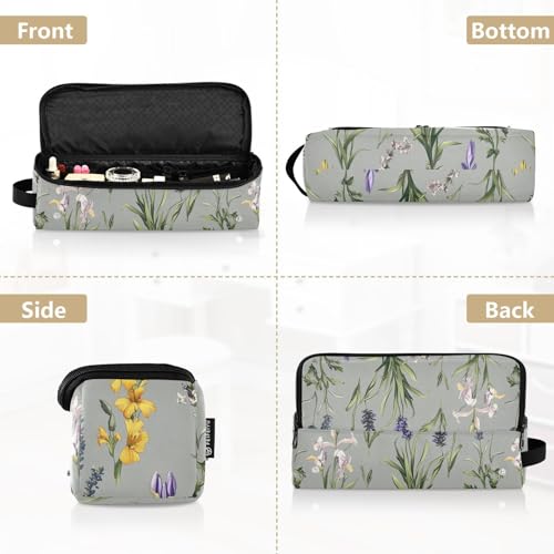 Bolsa de Viaje para Herramientas de Pelo y Tapete Resistente al Calor con Cremallera Impermeable para Planchas, Rizadores y Alisadores, Diseño Flores de Iris Gris miniatura 5