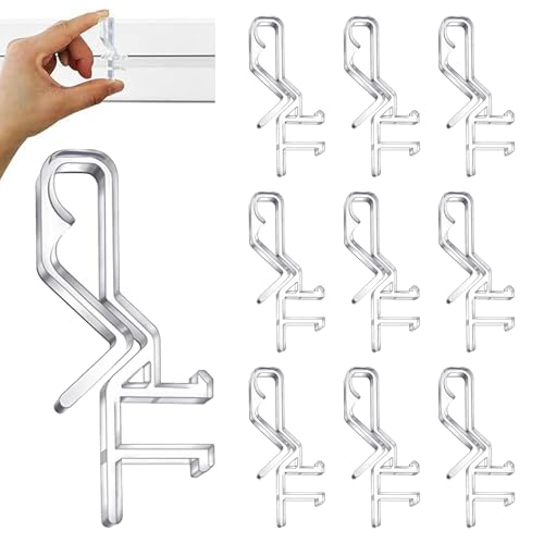 10Pcs Hidden Channel Valance Blinds Clips, 1-7/8inch Curtain Retainer Holder Clips, Clear for Faux for Horizontal Wood Blinds Mini Blinds Retainer Holder for The Valance with a Groove in The Back
