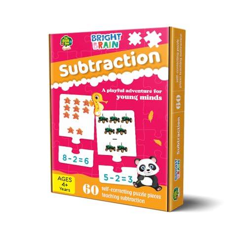 Image of Bright Brain Subtraction Puzzle for Kids - 60 Self-Correcting Pieces | Math Learning Game for Preschoolers | Educational Toy for Early Math Skills | Ages 4+ by Majestic Book Club