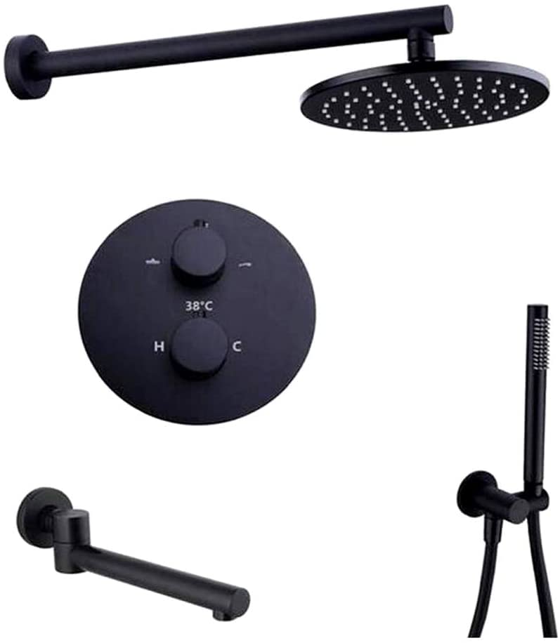 Ensemble de douche thermostatique laiton noir pour stopper les variations de température