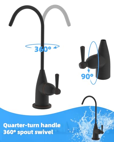 Image of Hibbent Drinking Water Faucet for Bar and Kitchen Sink, Stainless Steel Reverse Osmosis RO Faucet for Under-Sink Filtration System, Oil-Rubbed Bronze Finish