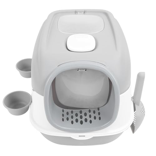 Grande Caixa de Areia para Gatos Fechada, Controle de Odor, Totalmente Fechada, Parte Superior Abert