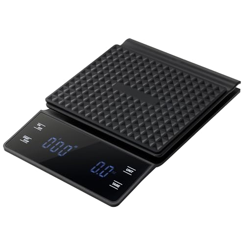 Navaris Bascula Cafe Barista - Peso de Cocina Digital con Temporizador - B Bascula Precision 0,1g - Báscula de Cocina Máx. 3 kg con Pantalla LED - Báscula Cocina Multifuncional