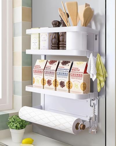Mukkuri Magnetic Spice Rack for Refrigerator Magnetic Paper Towel Holder