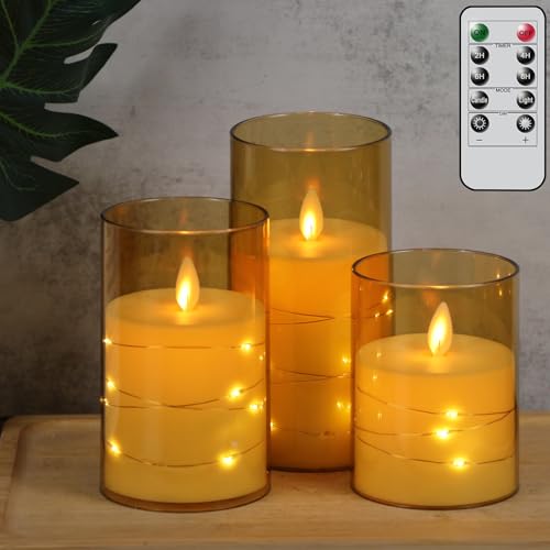 Bougie sans flamme led bougies piliers dorées à piles avec minuterie pour déco de table