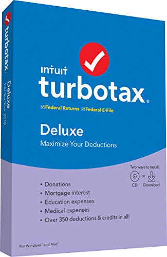 TurboTax Deluxe 2019 Tax Software [Amazon Exclusive] [PC/Mac Disc]
