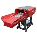 HQHAOTWU 6-Blade Hay Cutter and Kneading Machine Grass Silage Machine Dry-Wet Straw Cutting Machine Crop Cutters with Chain Plate Type Conveyor 220V 3KW
