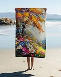 Telo Mare Grande Albero, Telo Mare Microfibra Colorful Leggero e ad Asciugatura Rapida Asciugamano Palestra Microfibra E Resistente Alla Sabbia per Piscina, Campeggio, Viaggio, Regalo 180x90 cm 28P-99