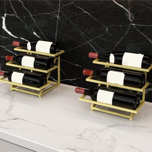Soporte para botellas de vino estilo industrial multi-capa de metal miniatura 5