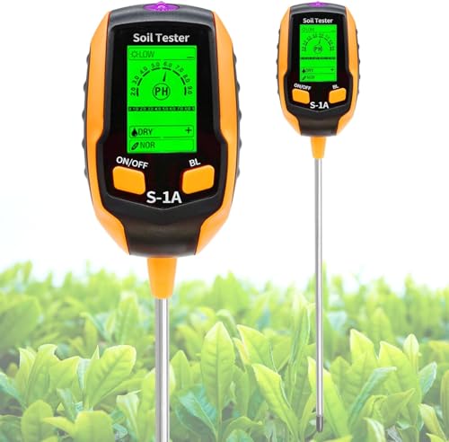 4 in 1 Soil PH Tester Soil Moisture Meter/Light/Soil Salinity/Soil pH Meter for Gardening Soil Plant Hygrometer Soil Tester for Indoor&Outdoor Garden,Farm,Lawn,Grass