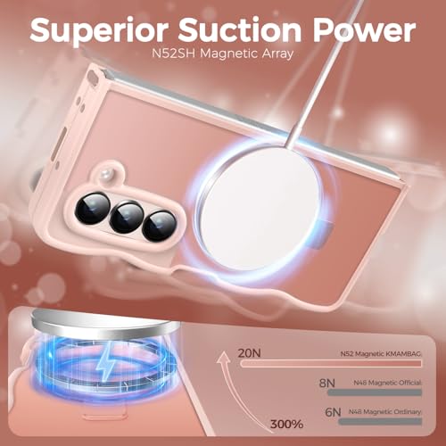 Image of Cute Wavy Magnetic Stand Case for Galaxy Z Fold 5 Fit for MagSafe, Pink