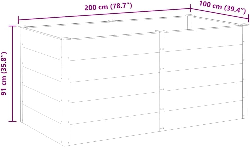 Large Grey Wood Plastic Composite Raised Garden Bed 78.7 x 78.7 x 35.8 in Matte Rectangular Planter Box Outdoor Durable Raised Planter for Patio Balcony and Garden
