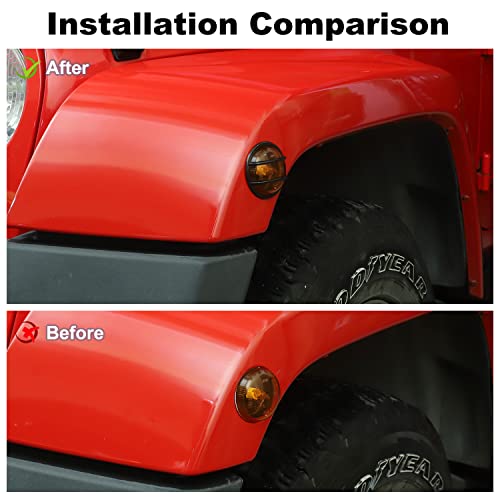Jwwy Front Turn Signal Light Guard Cover For 2007-2017 Jeep Wrangler Jk Accessories 2Pcs Black #TOP1