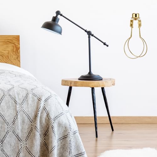 Image of Honoson 2 Pcs Bulb Lamp Shade Light Bulb Clip Adapter Includes Finial and Lampshade Levellers for Replacement (Black and Gold)