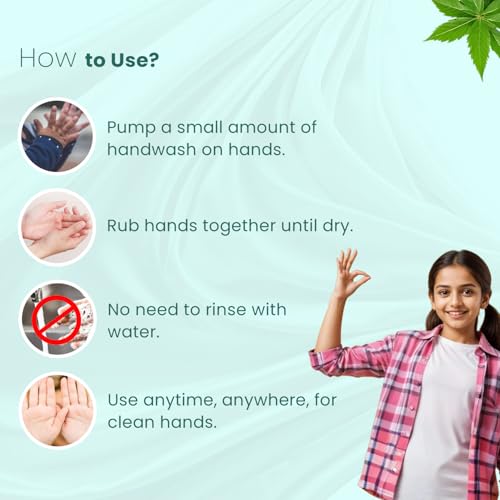 Image of BabyOrgano Waterless Foaming Hand Wash for Kids 0+ Years | Kills 99.9% Germs | No Rinse Needed | Neem, Tulsi & Aloe Vera | Alcohol Free | Paraben Free | FDCA Approved | 50ml (Pack of 2)