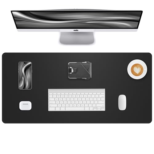 Leather Desk Pad Protector - 48' x 17' Non-Slip PU Leather...