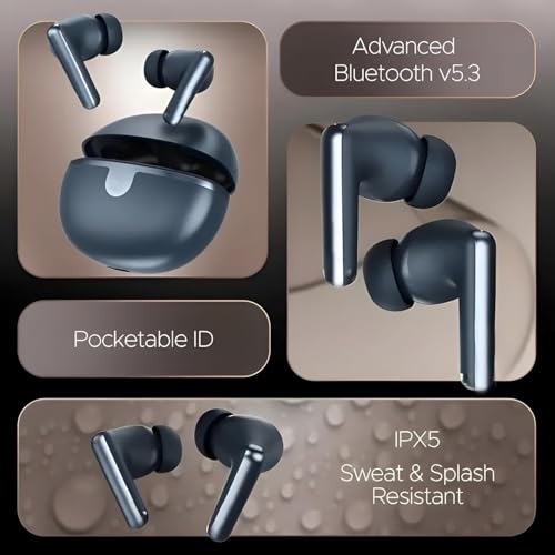 Image of Original Wireless Earbuds Elite 161 Buds for Boat with IPX5 Water Resistant, 50 Hours Playtime, Built-in Mic & Low Latency for Gaming & Music (Blue)