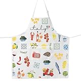 JNIAP Italy Cooking Apron La Dolce Vita Gift Italian Kitchen Apron Italian Amalfi Coast Lemon Apron Italian Nonna Apron (Italy fish ap)