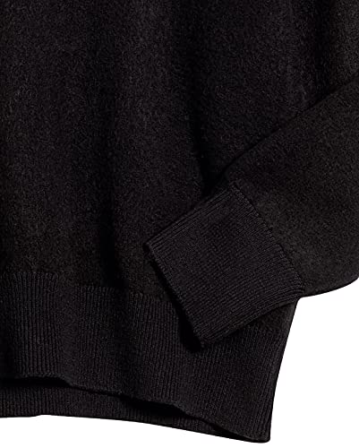 Image of Cable Stitch Women's Two Tone Polo Neck Open Collar V-Neck Sweater - Long Sleeve Relaxed Pullover Top