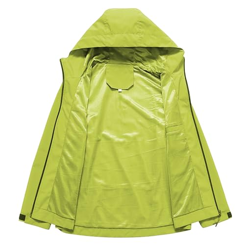 2025 Damen-Jacke, wasserdicht, winddicht, große Größe, dick, einfarbig, mit Kapuze, Schneemantel, für den Außenbereich, Herbst, Winter, günstig, Damenjacken, Wandern, Regenschutz, 01 # Grün, 52