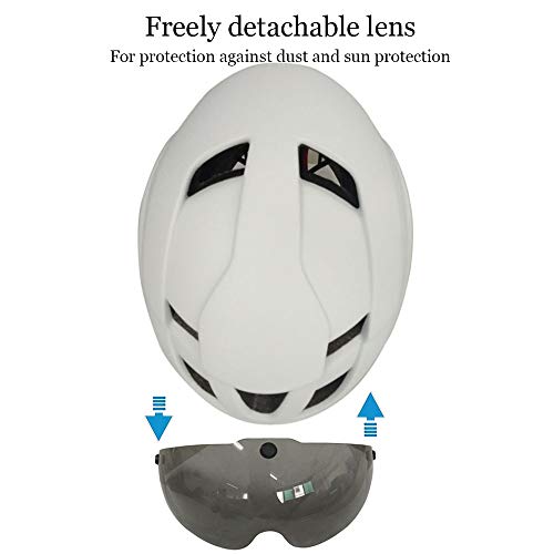 GIEADUN Men's and Women's Bike Helmets,MTB,Bicycle, Cycling Helmets cpsc Certified, Movable Lens can be resized (White)