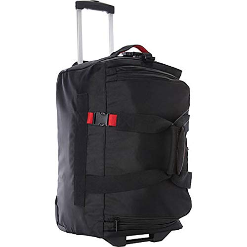 A.SAKS Luggage Lightweight Rolling Trolley Duffel with Wheels (Black/Red, 20-inch)3