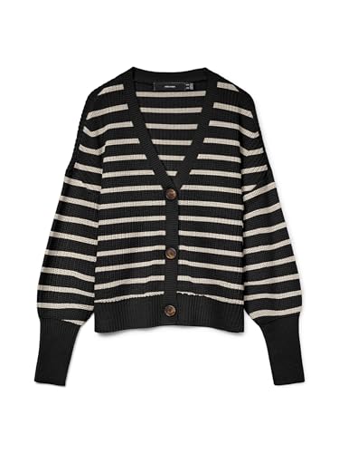 VERO MODA Chaqueta de Punto VMLEA para Mujer, Negro, S