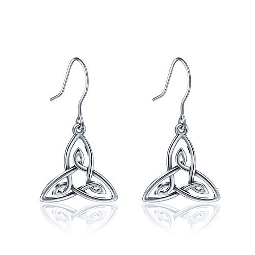 Preisvergleich Produktbild CELESTIA 925 Sterling Silber Schmuck keltische Knoten baumelnden Haken Ohrringe, glückliches Geschenk für Senioren und Jugendliche