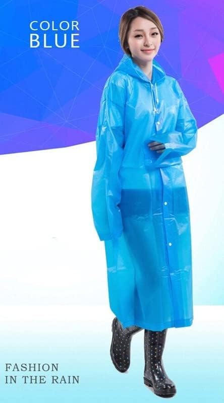 Image of FabNext� Unisex EVA Waterproof Transparent Rain Coat Hooded Outdoor Water Resistant Reusable Portable Raincoat Suit for Men & Women EVA Rain Coat (Free Size)