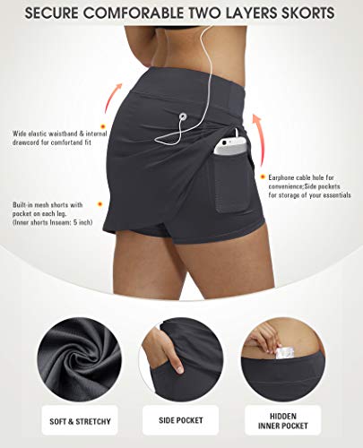 image for 3AXE Women's Tennis Skorts with Inner Shorts Pockets Lightweight Activ