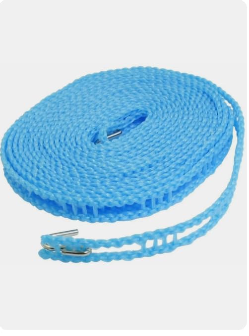 Anti-Slip Clothesline, Nylon Braided Washing Line with Metal Hooks, Portable Outdoor Drying Rope, Blue-image-29