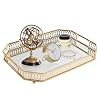 Vintage Gold Mirrored Vanity Mirror Tray Decorative Perfume and Makeup Organizer with Handles for Dresser,Bathroom or Jewelry Display, Decor Home Large Size (Large)