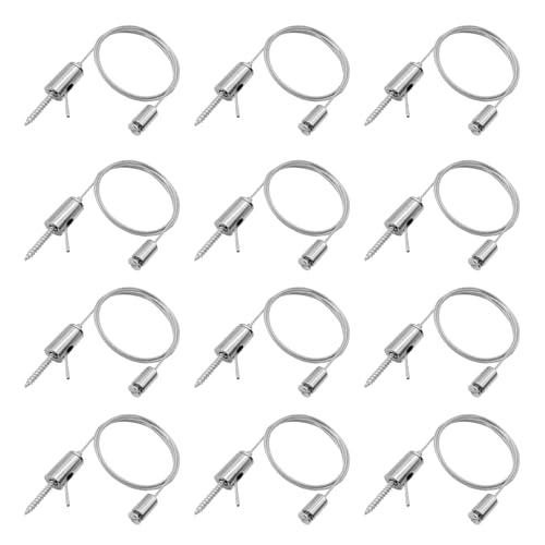 Image of 12 Pack 3ft Hexagon Garage Lights Suspension Cables Kit for Hexagon LED Lights Adjustable Steel Hanging Chains Per Strip Load 6.6Ib, Light Suspension Kit for LED Panel Aquarium Lights (1m 12pcs)