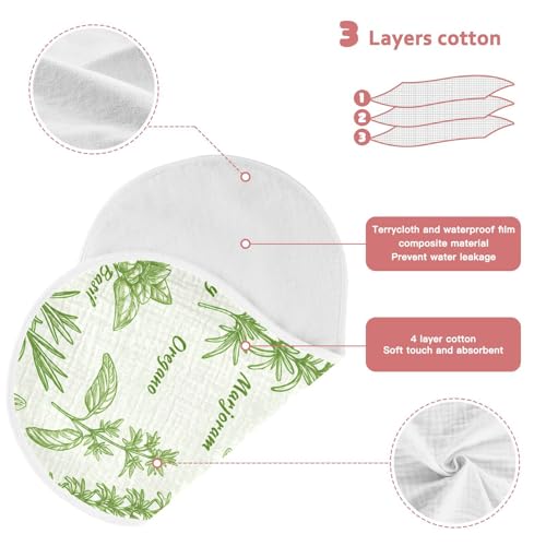 J JOYSAY Basil Rosemary Herbs Beige Baby Burp Cloths for Boys Girls Large 22''x11'' Cotton 4 Layer Baby Washcloth for Infant Drool one sizex43