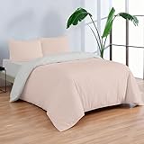 Etrexonline Juego de Funda Nórdica Lisa Reversible Bicolor 3 Piezas Cama 90 Microfibra Suave y Transpirable – Funda Edredón 150 x 220 cm, Bajera 90 x 200 + 30 cm, Almohada 50 x 90 cm (Rosa y Gris)