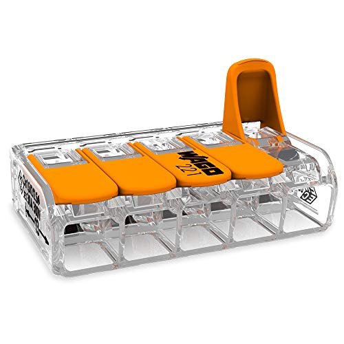 Wago 221-615 1pieza(s) conector de cable eléctrico - Conectores de cables eléctricos (Naranja, Transparente, 15 piezas