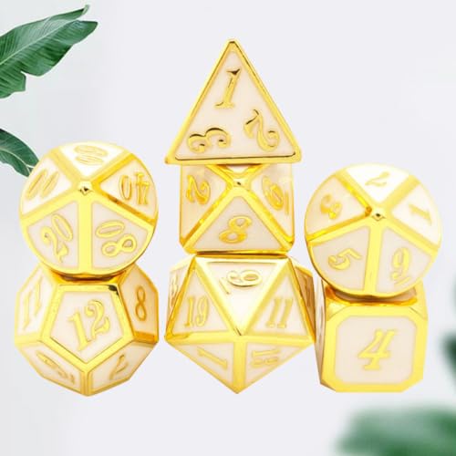 Dados de metal poliédricos de aleación de zinc juego de 7 dorados resistentes para juegos de mesa 7