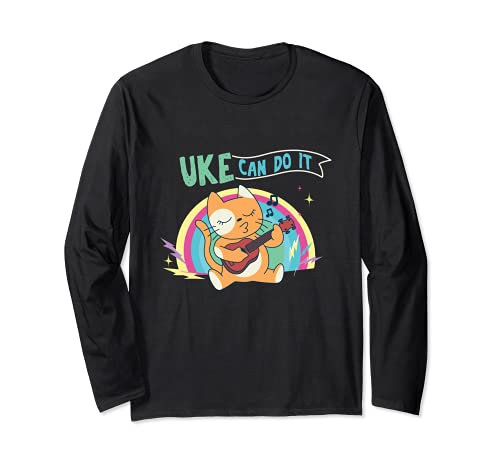 Uke Can Do Hawaii Musician Guitar Uke Acoustic Hawaiian Long Sleeve T-Shirt, Black