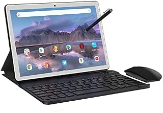 TOSCiDO Tablet 10 Inch 4G LTE Octa Core Tablet Android 11,4GB RAM,64GB ROM,Dual Sim,WiFi,Wireless Mouse | Bluetooth keyboard |Stylus |Cover for Tablet M863 and More Included (Gold)