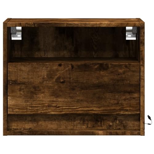 Vidaxl Comodini A Parete Con Luci Led 2 Pz Rovere Fumo, Comodino Sospeso, Comodino, Mobili Per Camera Da Letto, Comodino A Parete, Porta Telefono - 6