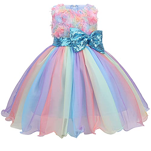 EIAY Shop 1-10 Years Baby Girl Big Bowknot Sequins Wedding Floral Dress Toddler Party Dresses Blue 2-3T
