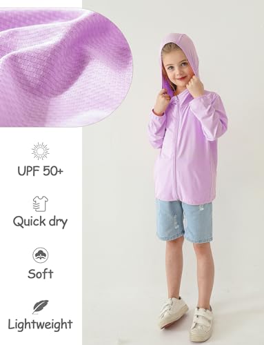 AUBIG Athletic Sun Protection Hoodie for Kids Long Sleeve UPF50+ Thin Zip Soft Running Fishing Top for Boys Girls2