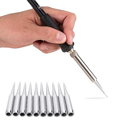 Image of Mesee 10Pcs Soldering Iron Tip Set, 900M Soldering Tips Replacement Fine Solder Gun Tips Welding Head Tool Accessory Compatible with Hakko, Radio Shack, TENMA, ATTEN, Aoyue, Yihua Solder Station