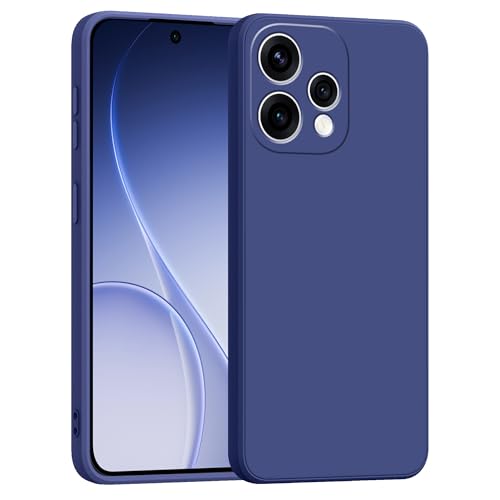 Image of amazon basics Back Cover for Oppo Reno 15 5G | Ultra Slim Soft Rubberised Case | Matte Silicone Flexible Mobile Case | Camera Protection - Blue