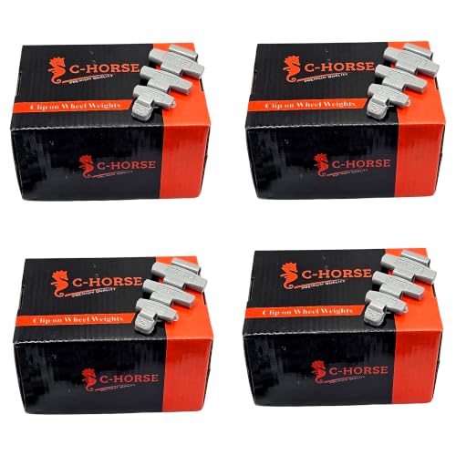 C-HORSE 400Psc Clip On Wheel Weights Assortment - 4 Styles (AW, FN, MC, P) - Hammer Type Rim Balancers - 0.25oz, 0.5oz, 0.75oz, 1.0oz, 100Pcs for Each Style, Fits Steel & Aluminum Wheels