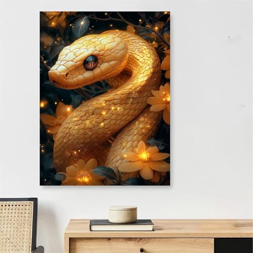 Peinture par Numéro Serpent Grand Format avec Cadre pour Débutant et Adulte